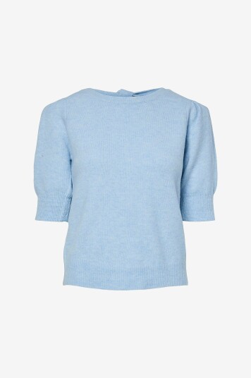 pieces - Genser pcFunia SS O-neck Bow Knit Top D2D - Blå