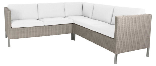 Cane-line Connect sofagruppe Taupe med hvite dynor 2 st 2-seterende & hjørne Beige
