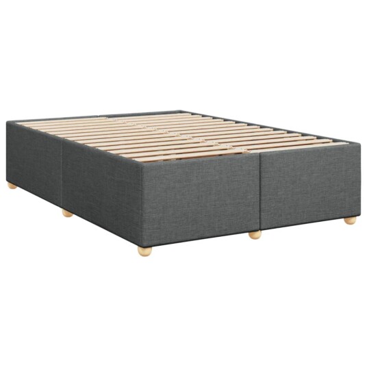Seng med madrass boksfjær mørkegrå 140x200 cm stoff 8721102702631
