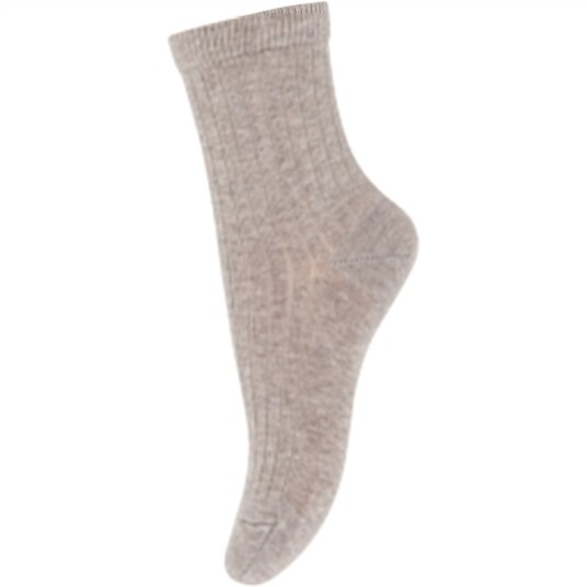 MP Danmark 7080 Bomull Rib Sokker 489 Light Brown Melange 22-24