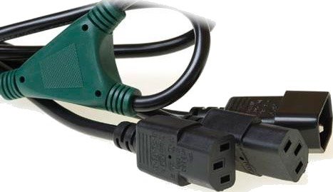 ACT Strømkabel Apparatsplitt - 1,8 m Sort 3-pol 2 × C13-C14