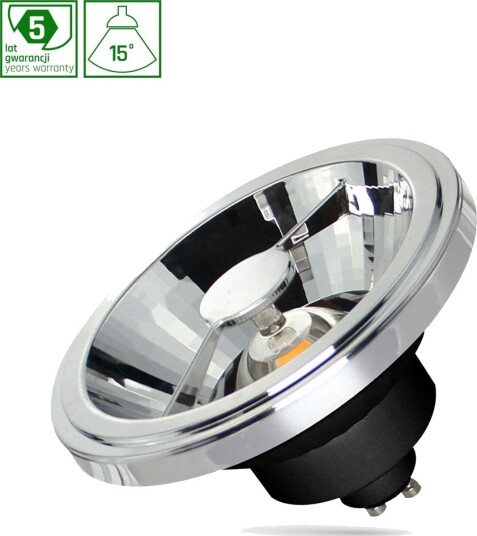 Spectrum 12W AR111 GU10 LED pære   15° sort 5 års garanti   Dimbar : Ikke dimbar Kulør : Varm