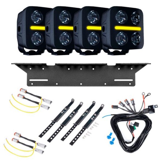 Ekstralys Strands Nuuk D Line QB 3   Rund / 9 cm / 40W / Off road 4 stk   Komplett pakke