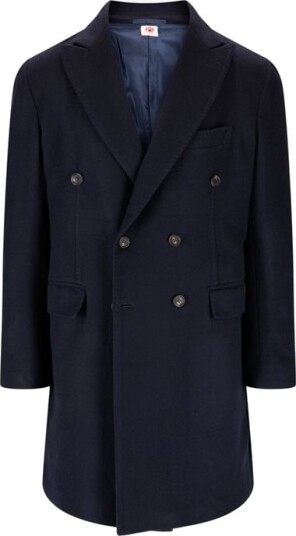 Luigi Borrelli Double Breasted Coat - Navy Blå 50 Luigi Borrelli Double Breasted Coat - Navy Blå 50