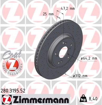 Bremseskive ZIMMERMANN 280.3195.52