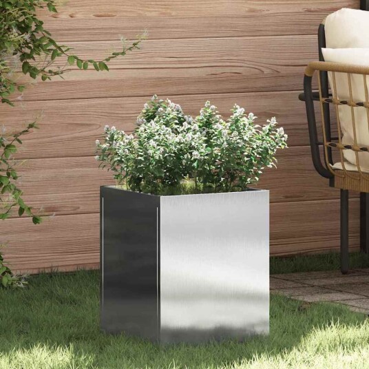 vidaXL Hageblomsterpotte sølv Rustfritt stål