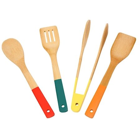 School Of Wok redskap sett med 4 multi/bambus School Of Wok redskap sett med 4 multi/bambus