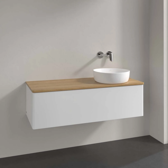 Villeroy & Boch Antao Servantskap med 1 skuff 120x50x36 cm u/lys Hvit Blank/Eik Villeroy & Boch Antao Servantskap med 1 skuff 120x50x36 cm u/lys Hvit Blank/Eik