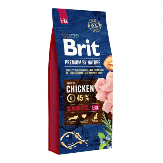 Brit Premium By Nature Senior Hundefôr L-XL 15 kg med Kylling, Eple og Mais