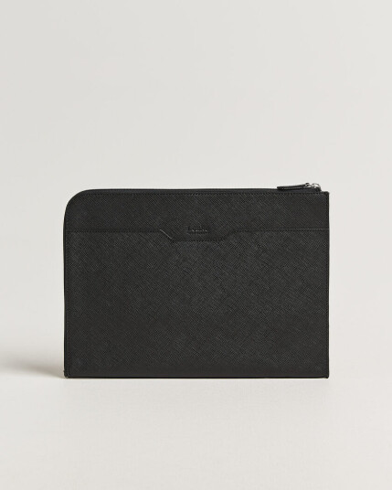 Loake Shoemakers Gresham Grain Leather Laptop Cover Black