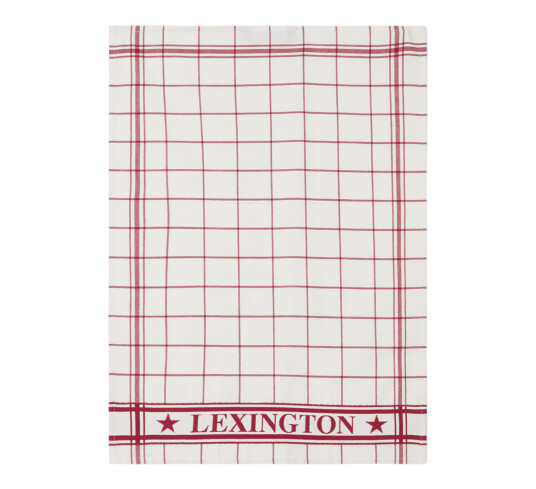 Lexington Organisk kjøkkenhåndkle bomull 50x70 cm hvit/rød