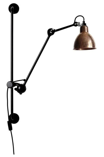 DCW - 210 Vegglampe Svart/Raw Kobber/Hvit Lampe Gras