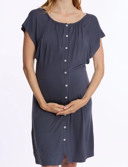 Cache Coeur Maternity And Nursing Nightdress Louna Navy S Regular
