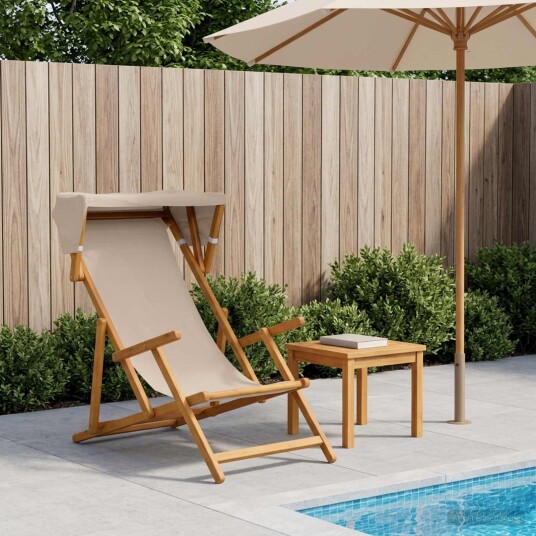 vidaXL Hage Stol 3 Posisjon Solid Eucalyptus Tre Beige
