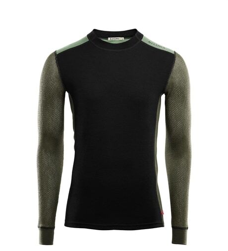 Aclima WoolNet Hybrid Crew Neck M's Jet Black Olive Night (#2E2F1D) Herre XL Aclima WoolNet Hybrid Crew Neck M's Jet Black Olive Night (#2E2F1D) Herre XL