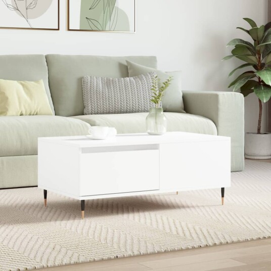 vidaXL Salongbord hvit 90x50x36,5 cm konstruert tre