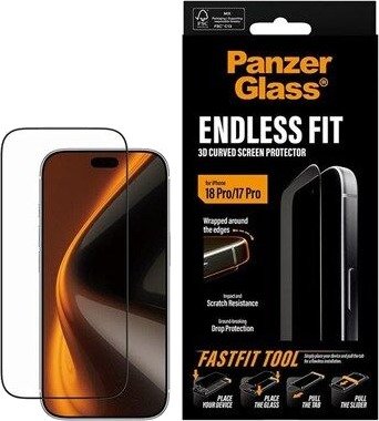 PanzerGlass 3D Curve Screen Protector iPhone 18 Pro | 17 Pro w. FASTFIT IN-A-BOX