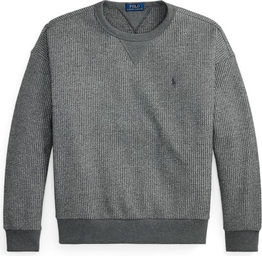 Polo Ralph Lauren Relaxed Fit Waffle Knit Sweatshirt FORTRESS GREY HEA M