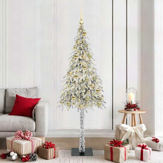  Juletre med 300 LED med stativ Hvit 180 cm PE og stål