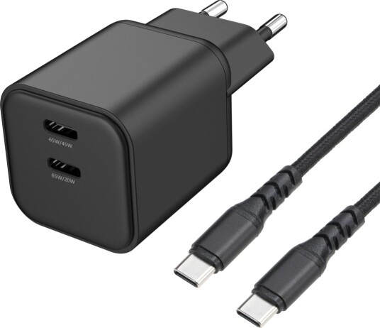 Dacota Platinum 65 W dobbel USB-C GaN-lader Svart