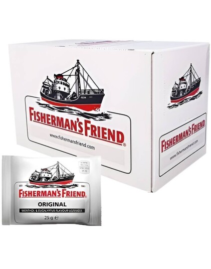 72 stk Fisherman"s Friend Original med Smak av Menthol og Eucalyptus Hel Eske 1,8 kg