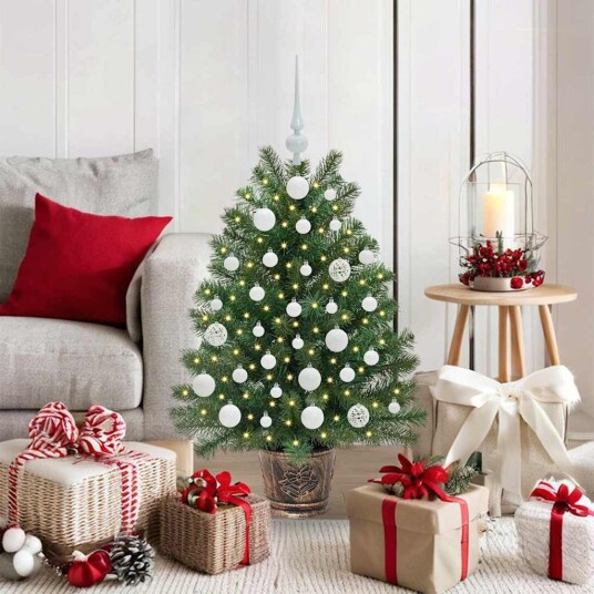  Kunstig juletre med 150 LED med stativ grønn 95 cm PE og PVC