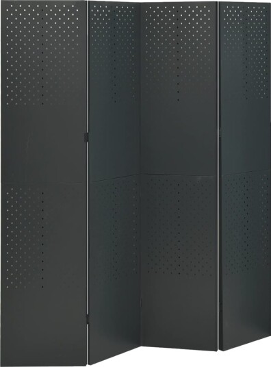 vidaXL Romdeler 4 paneler antrasitt 160x180 cm stål