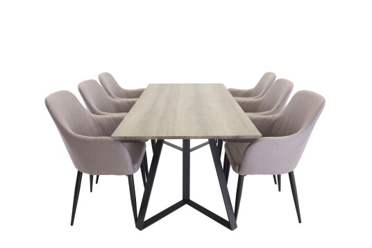 Venture Home Marina Matgruppe 180 cm Rektangulær med 6 Comfort Stoler Sort