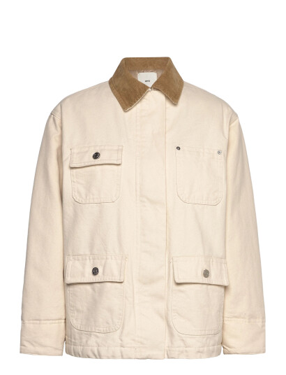 Mango Denim Parka With Corduroy Collar - Cream - M