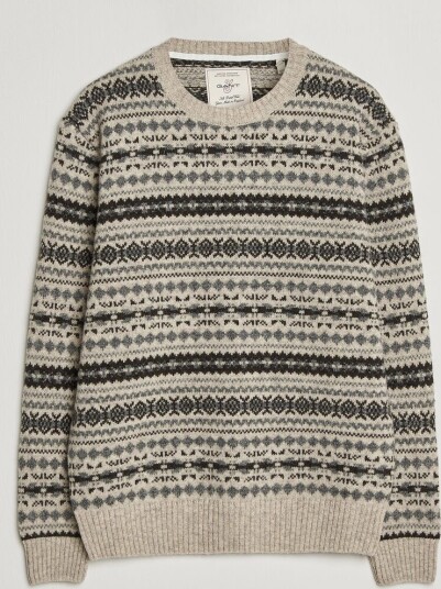 Gant Brushed Wool Jacquard C Neck   Beige   S