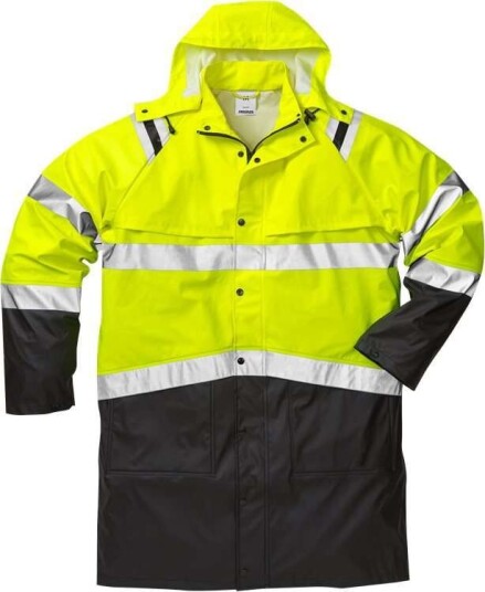 Fristads Regnrock 4634 Rs, Klass 3 Varsel Gul/svart 2xs Fristads Regnrock 4634 Rs, Klass 3 Varsel Gul/svart 2xs