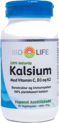 Bio Life Kalsium Med Vitamin C, D3 & K2 90 Kapsler