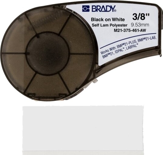 Brady B 461   Polyester   Matt   Permanent Akryl Adhesiv   Svart På Hvitt   Rull 9,53 Mm X 6,4 M 1 RullEr Merketape   For Brady Bmp21 Bmp21 Lab Bmp21 Plus  Labpal