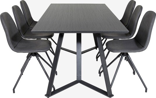 Venture Home Spisegruppe Maggie med 6 stk spisestoler Penally Svart Venture Home Spisegruppe Maggie med 6 stk spisestoler Penally Svart