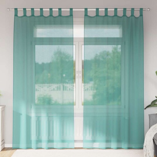 Voile gardiner med stanglommer 2 stk turkis 8721158552549