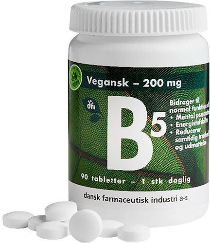Grønne dfi vitaminer B5 vitamin 200 mg vegansk 90 tabletter Grønne dfi vitaminer B5 vitamin 200 mg vegansk 90 tabletter