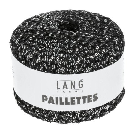 Lang Yarns Paillettes Garn 04 Sort/Sølv