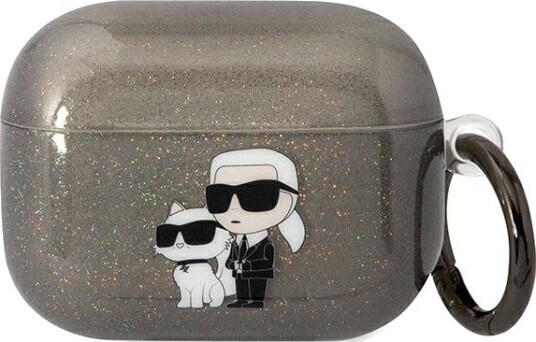 Karl Lagerfeld Karl Lagerfeld Klaphnkctgk Airpods Pro Deksel Svart/Svart Gliter Karl&Choupette