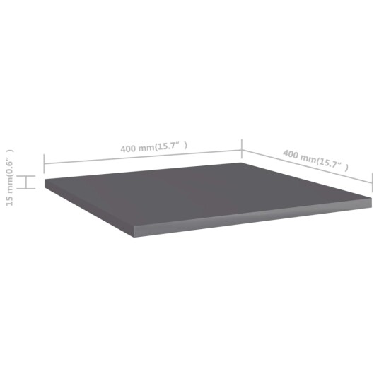 vidaXL Hylleplater 8 stk h?yglans gr? 40x40x1,5 cm sponplate