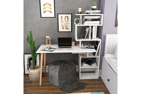 Andifli Skrivebord 55x146,4x133 cm med oppbevaring Hvit