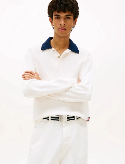 Tommy Jeans Tjm Reg Wvn Lbl Rugby Sweat Ext   White   XL