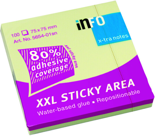 Notislapper INFO 75x75mm gul 100 ark