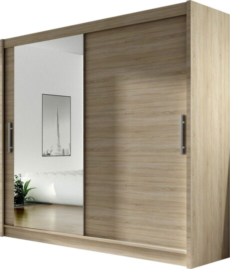Prag Garderobe 180 cm Skyvedører Speil Eik Prag Garderobe 180 cm Skyvedører Speil Eik
