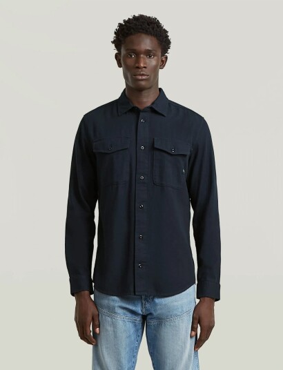 G Star Marine Slim Shirt L\S   Navy   XXL
