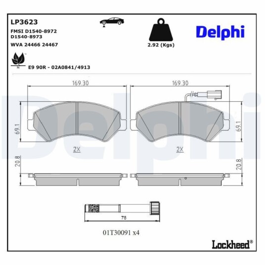 Bremseklosser DELPHI LP3623 Bremseklosser DELPHI LP3623