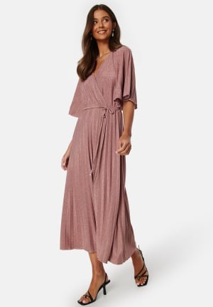 Bubbleroom Occasion Elsina Pleated Sparkling Dress Dusty pink L