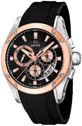 Jaguar Herreklokke J689/1 Classic Sort/Gummi Ø45 mm
