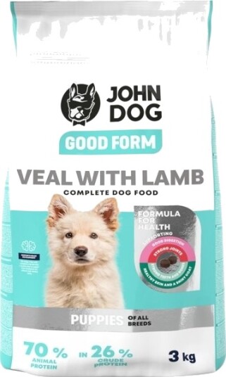 John Dog Junior Good Form Kalv Med Tørrfôr Til Hunder Lam 3 kg John Dog Junior Good Form Kalv Med Tørrfôr Til Hunder Lam 3 kg