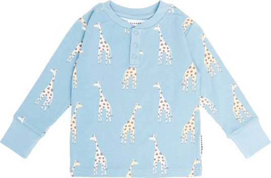 Geggamoja Bamboo Grandpa Sweater   BLUE GIRAFFE   134/140