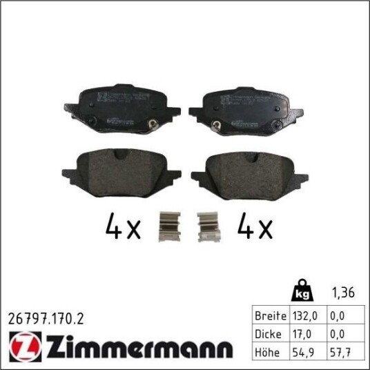 ZIMMERMANN 26797.170.2 Bremseklosser